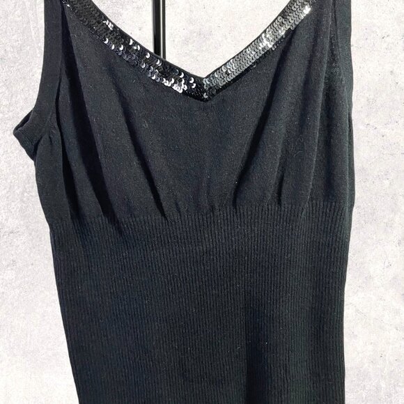 Bisou‎ Bisou Womens Black Sequined V-neck Halter Top Cropped Sweater Set Size XL - Picture 6 of 12